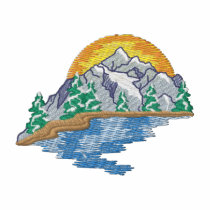 Montagne avec la rivière polos brodés