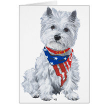 Montagne Terrier blanc occidentale patriotique Cartes De Vœux