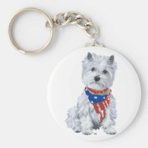 Montagne Terrier blanc occidentale patriotique Porte-clefs