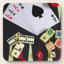 Morceaux de jeu de casino dessous-de-verre