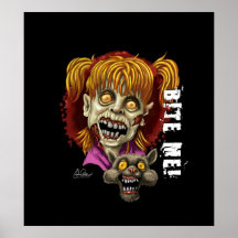 Mordez-moi fille et chat de zombi posters