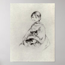Morisot-Fille de Berthe avec un chat Poster