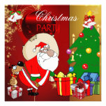 Morsure de chien blanche rouge verte de Père Noël  Invitations