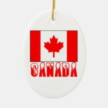 Mot couvert par neige de drapeau du Canada Ornement