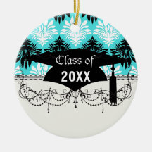 motif à la mode de damassé d'aqua noir blanc ornement de noël