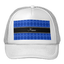 Motif à motifs de losanges bleu nommé personnalisé casquette de camionneur