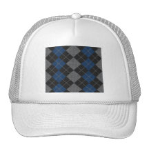 Motif à motifs de losanges de bleu et de Knit gris Casquette De Camionneur