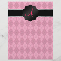Motif à motifs de losanges rose de monogramme prospectus personnalisés