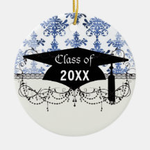 motif affligé de damassé de bleu blanc et royal décorations de noël