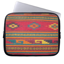 Motif aztèque rouge coloré housses ordinateur portable