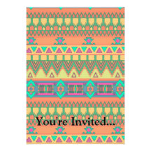 Motif aztèque tribal d'Ikat de zigzag coloré de Ch Invitations Personnalisées