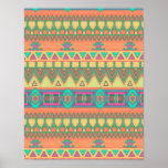 Motif aztèque tribal d'Ikat de zigzag coloré de Ch Posters