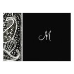 Motif Bl de Paisley. Et Wh. Faire-part de mariage