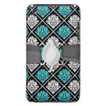 motif blanc bleu de damassé de diamant d'aqua coque Case-Mate iPod touch