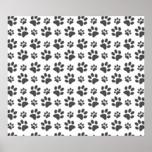 Motif blanc d'empreinte de patte de chien affiche
