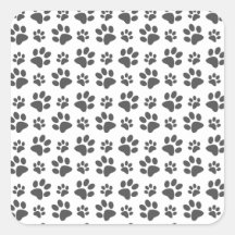 Motif blanc d'empreinte de patte de chien sticker carré