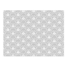 Motif blanc et gris élégant. Damassé Carte Postale