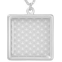 Motif blanc et gris élégant. Damassé Colliers Personnalisés