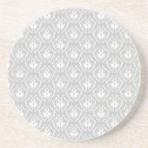 Motif blanc et gris élégant. Damassé Dessous De Verre