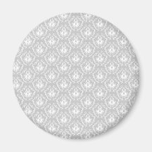 Motif blanc et gris élégant. Damassé Aimants Pour Réfrigérateur