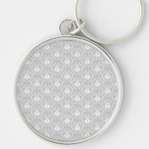 Motif blanc et gris élégant. Damassé Porte-clefs