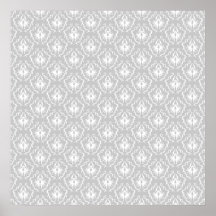Motif blanc et gris élégant. Damassé Posters