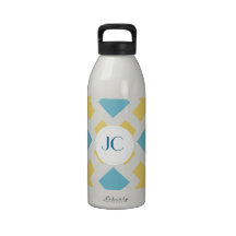 Motif bleu croisé jaune de diamant bouteilles d'eau