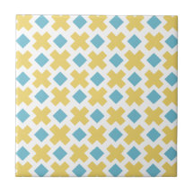 Motif bleu croisé jaune de diamant carreau en céramique