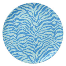 Motif bleu de Bling de rayure de zèbre d'impressio Assiette