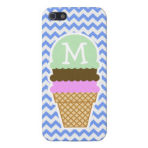 Motif bleu de Chevron ; Cornet de crème glacée Coques iPhone 5
