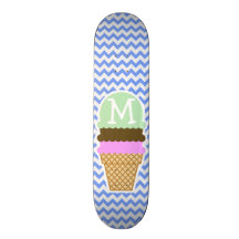 Motif bleu de Chevron ; Cornet de crème glacée Plateau De Skate