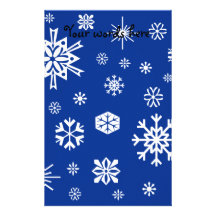 Motif bleu de flocons de neige papier à lettre personnalisable