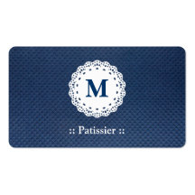 Motif bleu de monogramme de dentelle de Patissier Cartes De Visite Professionnelles