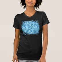 Motif bleu de rayure de zèbre d'impression de scin t-shirt