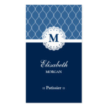 Motif bleu élégant de dentelle de Patissier Cartes De Visite Personnelles