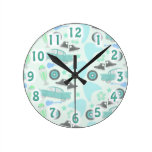 motif bleu élégant des années 1950 rétro horloge
