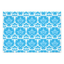 Motif bleu et blanc de damassé invitations personnalisées