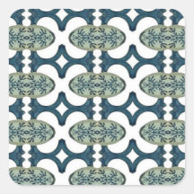 Motif bleu et blanc décoratif autocollant carré