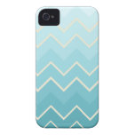 Motif bleu et crème d'Ombre Chevron Étui iPhone 4