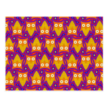 Motif bleu et orange de hibou carte postale