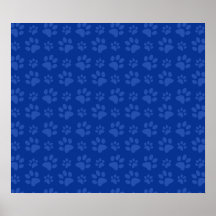 Motif bleu-foncé d'empreinte de patte de chien affiche