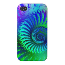 Motif bleu fou d'art de fractale coques iPhone 4