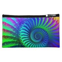 Motif bleu fou d'art de fractale trousse à maquillage