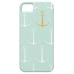 Motif bleu girly de très bon goût d'ancre d'ancres étuis iPhone 5