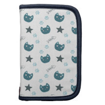 Motif bleu mignon de minou organiseur