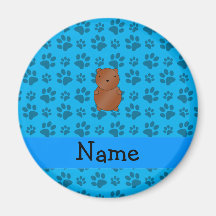 Motif bleu personnalisé de patte d'ours nommé magnets pour réfrigérateur