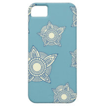 Motif bleu tribal girly chic de damassé de boho de coques iPhone 5