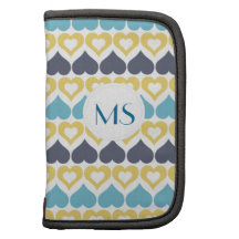 Motif bleu turquoise jaune de coeur agenda