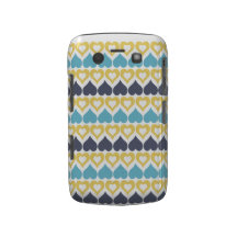 Motif bleu turquoise jaune de coeur coque blackberry bold