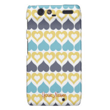 Motif bleu turquoise jaune de coeur coque droid RAZR